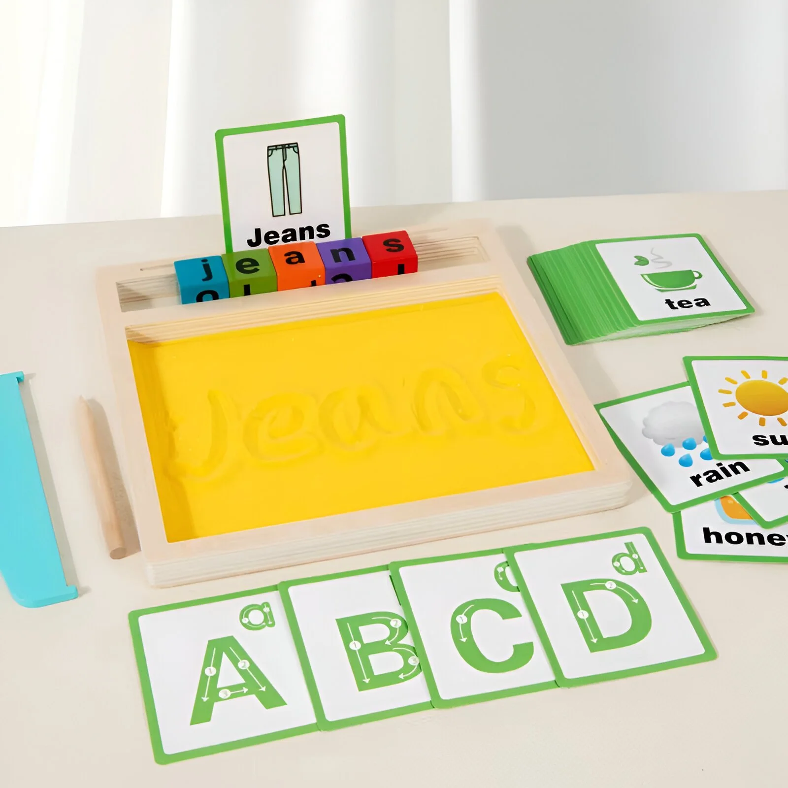 Alphabet Sand Painting Wooden Puzzle for Kids - Early Childhood Learning Toy