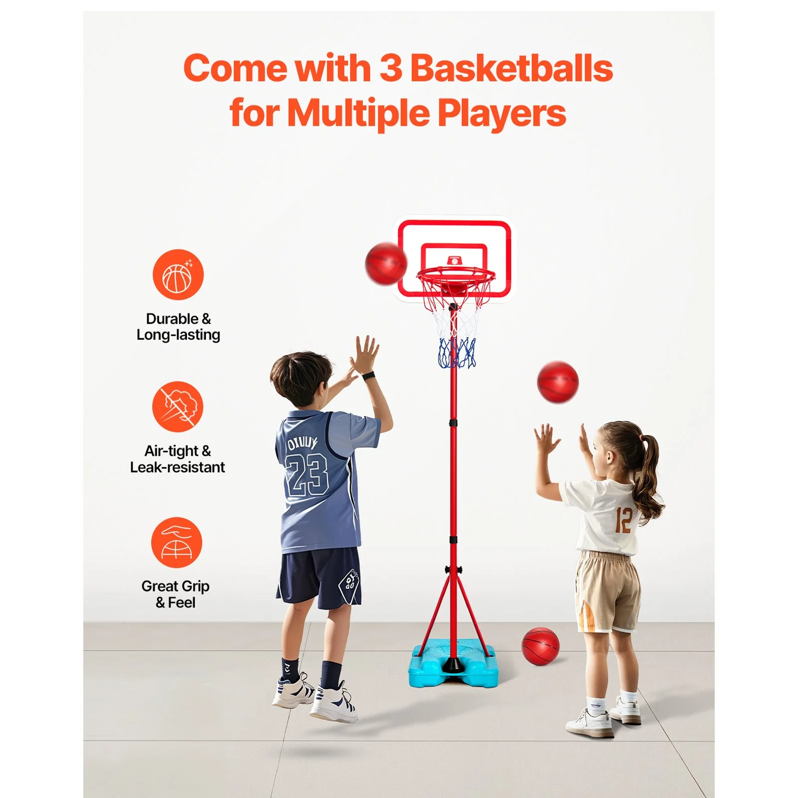 Adjustable Kids Basketball Hoop Set for Indoor & Outdoor Play (3.4–6.2 ft)