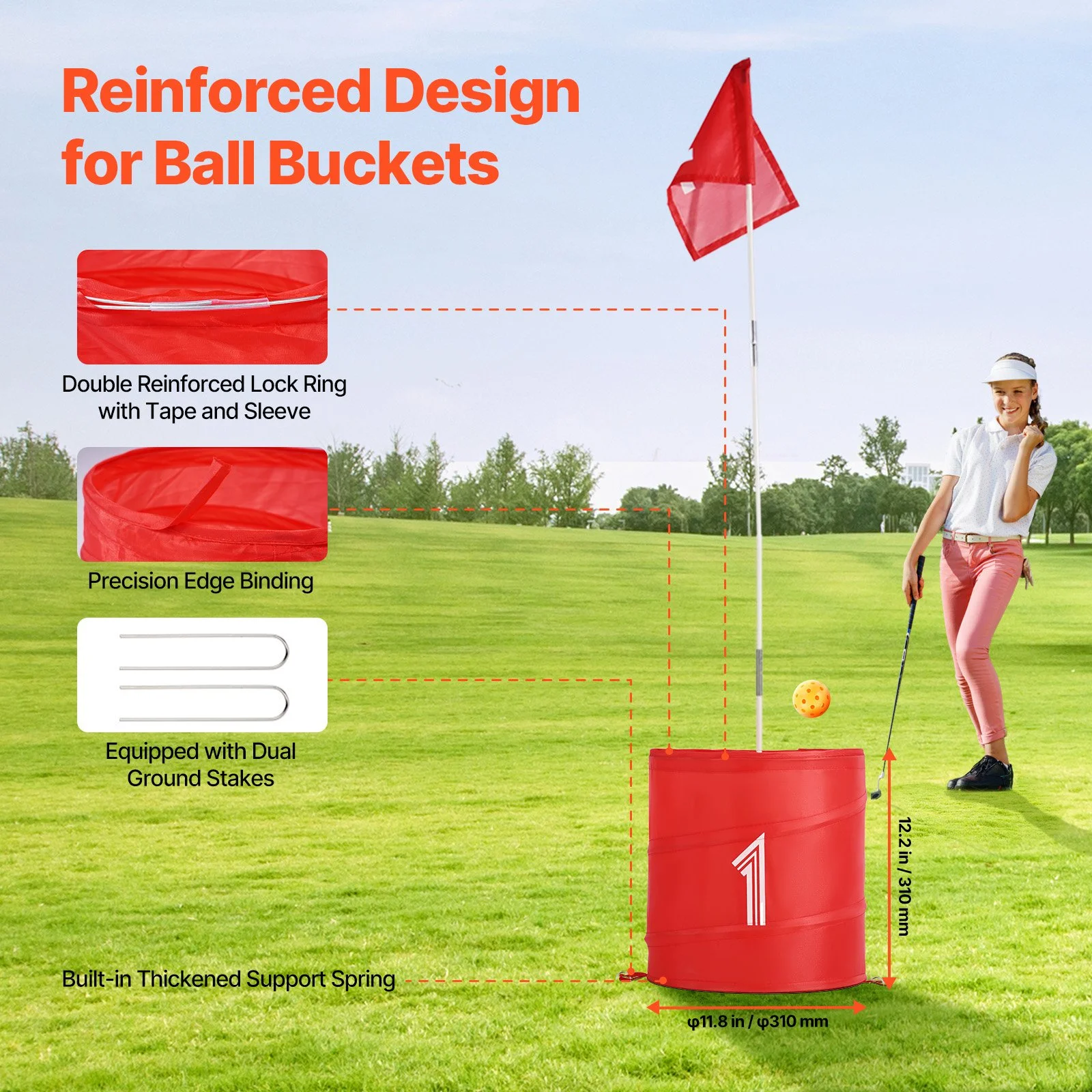 Kids Backyard Bucket Golf Game Set with Portable Holes & Flags