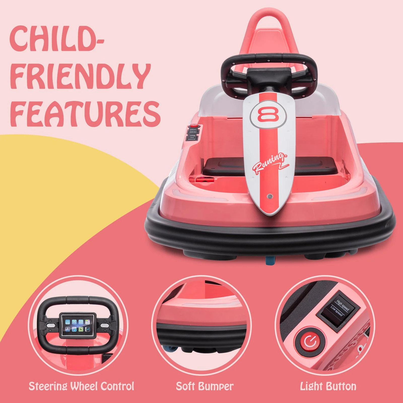 Kids 6V Electric Bumper Car Ride-On with 360° Spin & Lights (Ages 3–6)