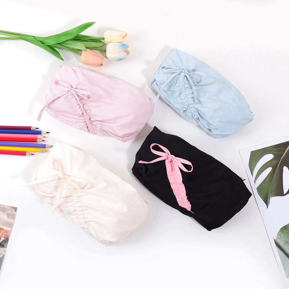 Large Capacity Bow Pencil Case with Zipper – Stylish School Organizer
