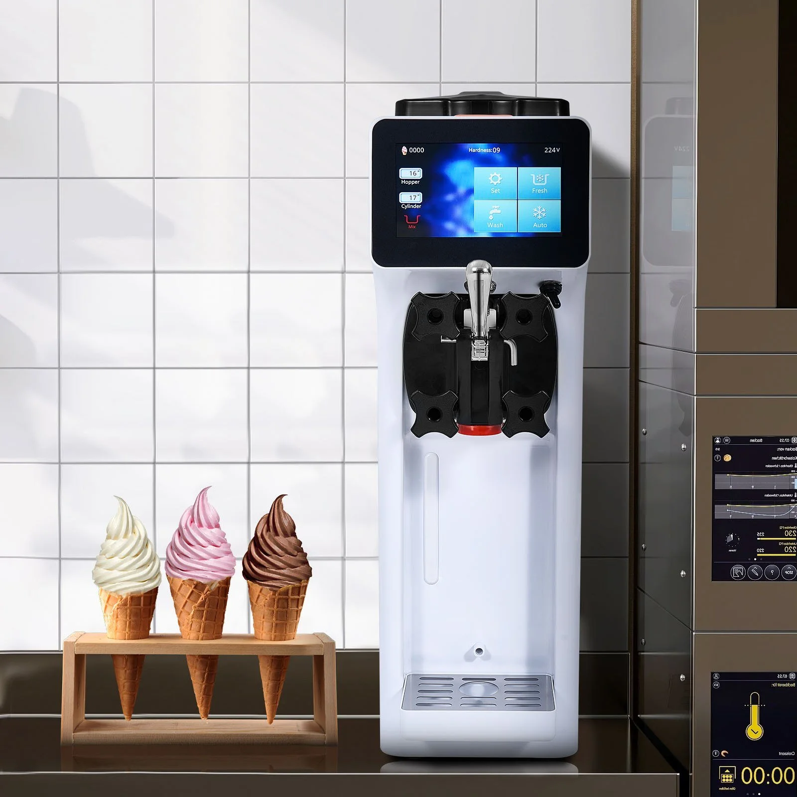 Single Flavor Countertop Soft Serve Ice Cream Maker with Touch Screen
