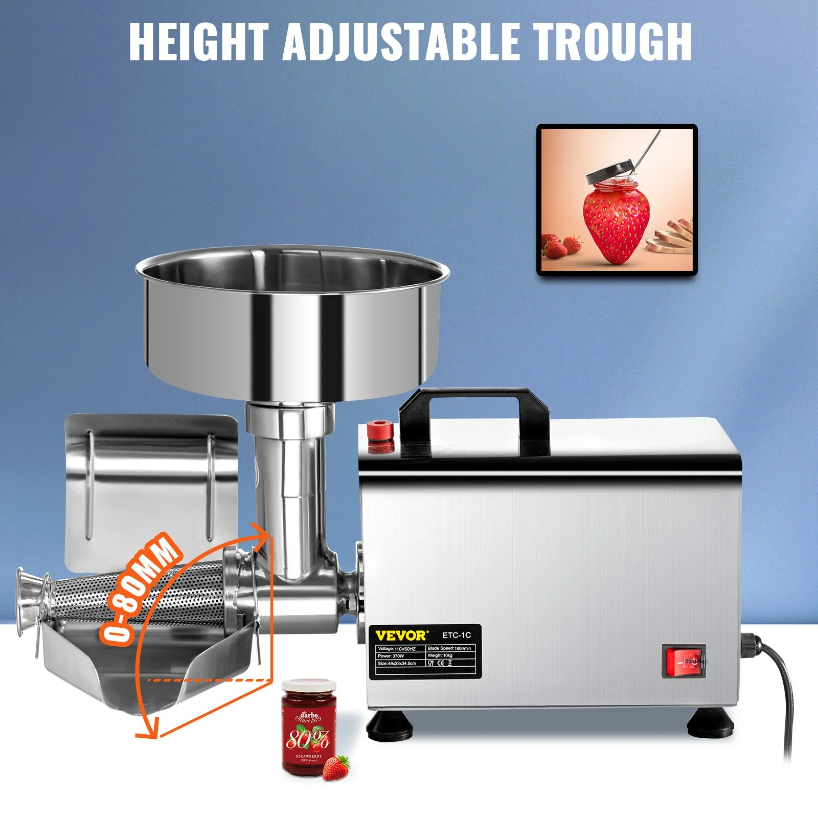 Electric Tomato Strainer and Sauce Maker with Stainless Steel Body