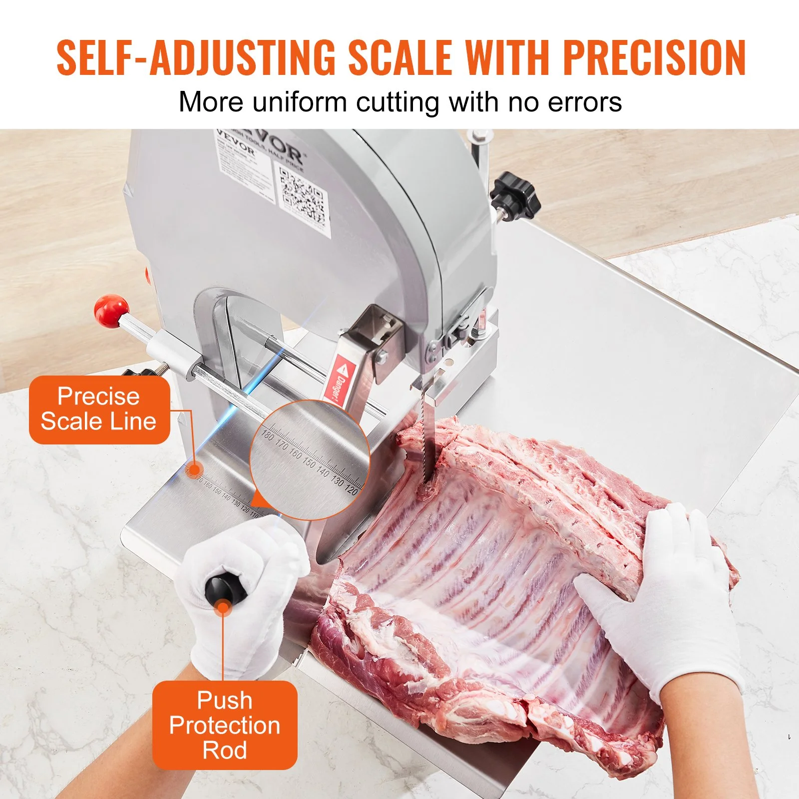 Commercial Electric Meat Bandsaw 1100W with Adjustable Cutting Thickness
