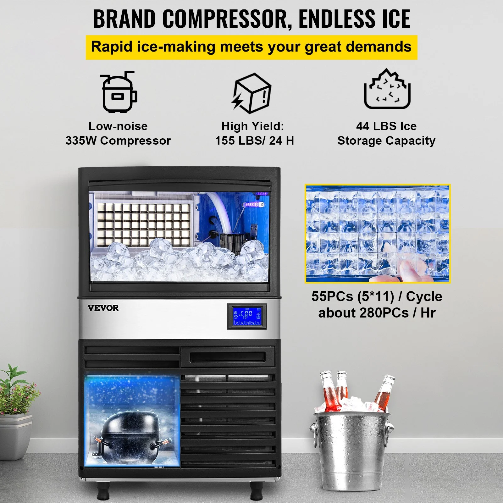 High-Capacity Commercial Ice Cube Maker