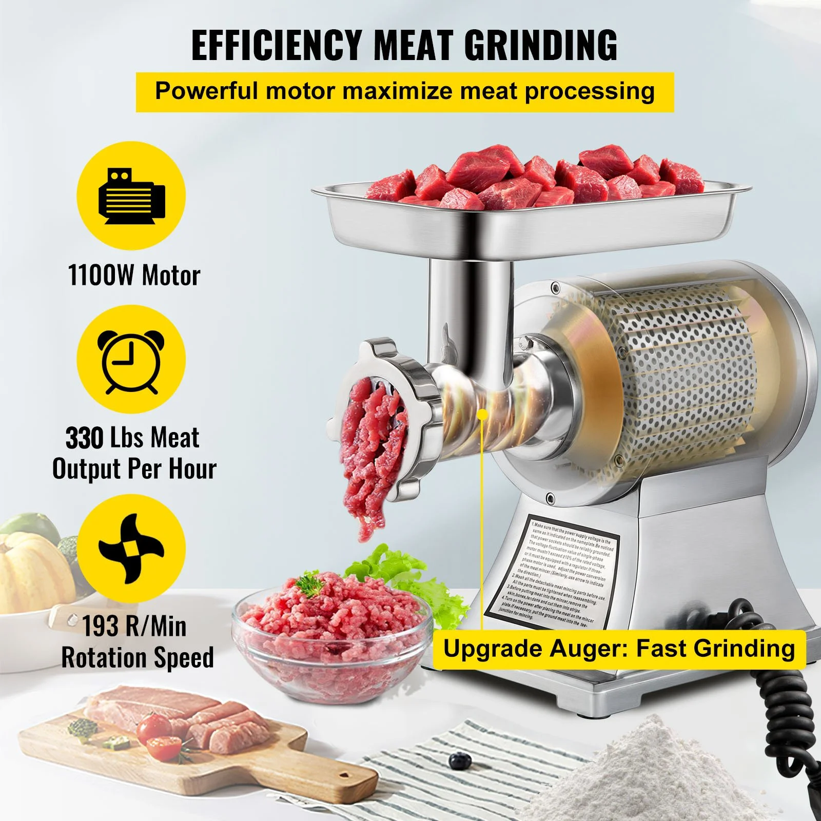 Heavy-Duty Electric Meat Grinder