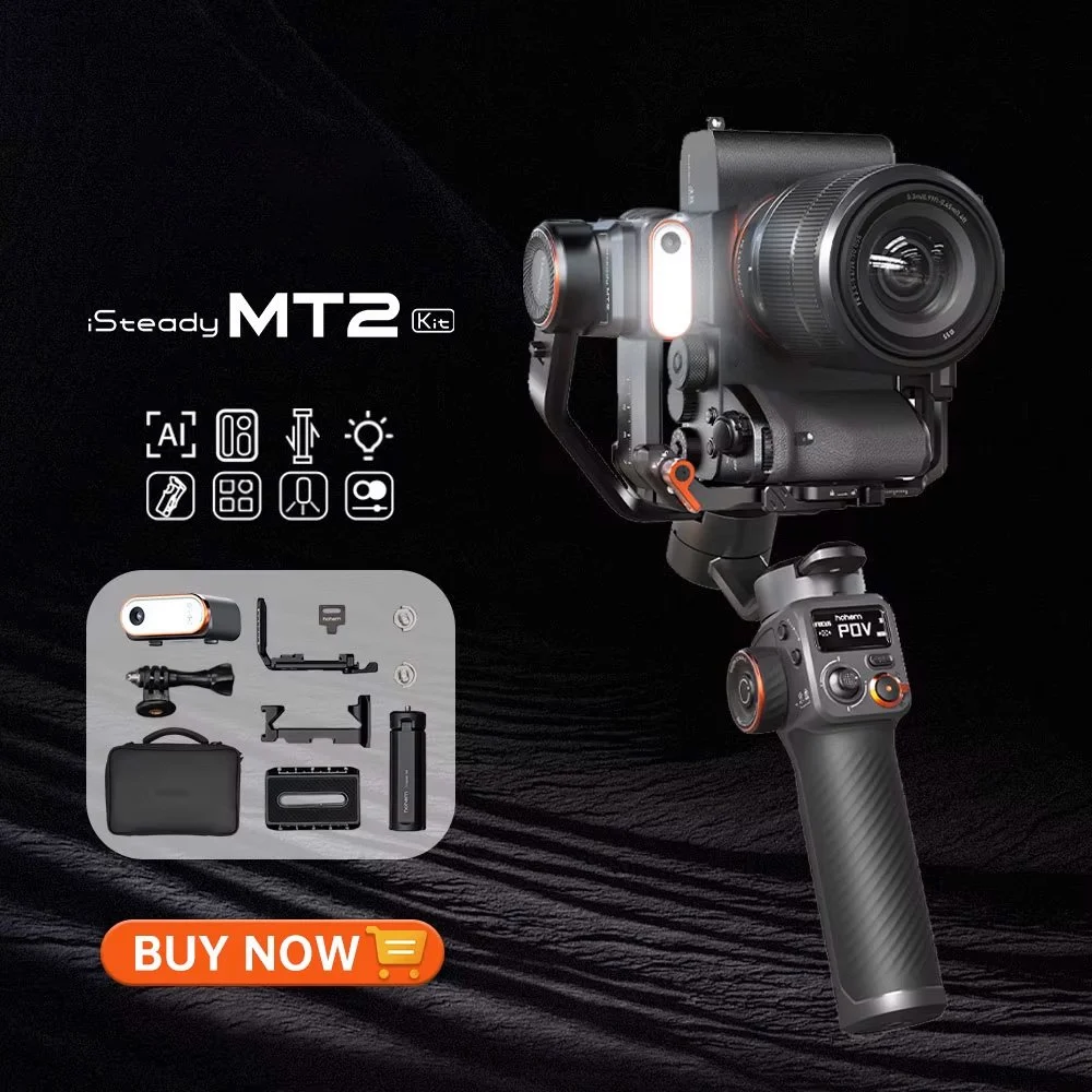 3-Axis Camera & Smartphone Gimbal Stabilizer with AI Tracking, 2.6lb Payload