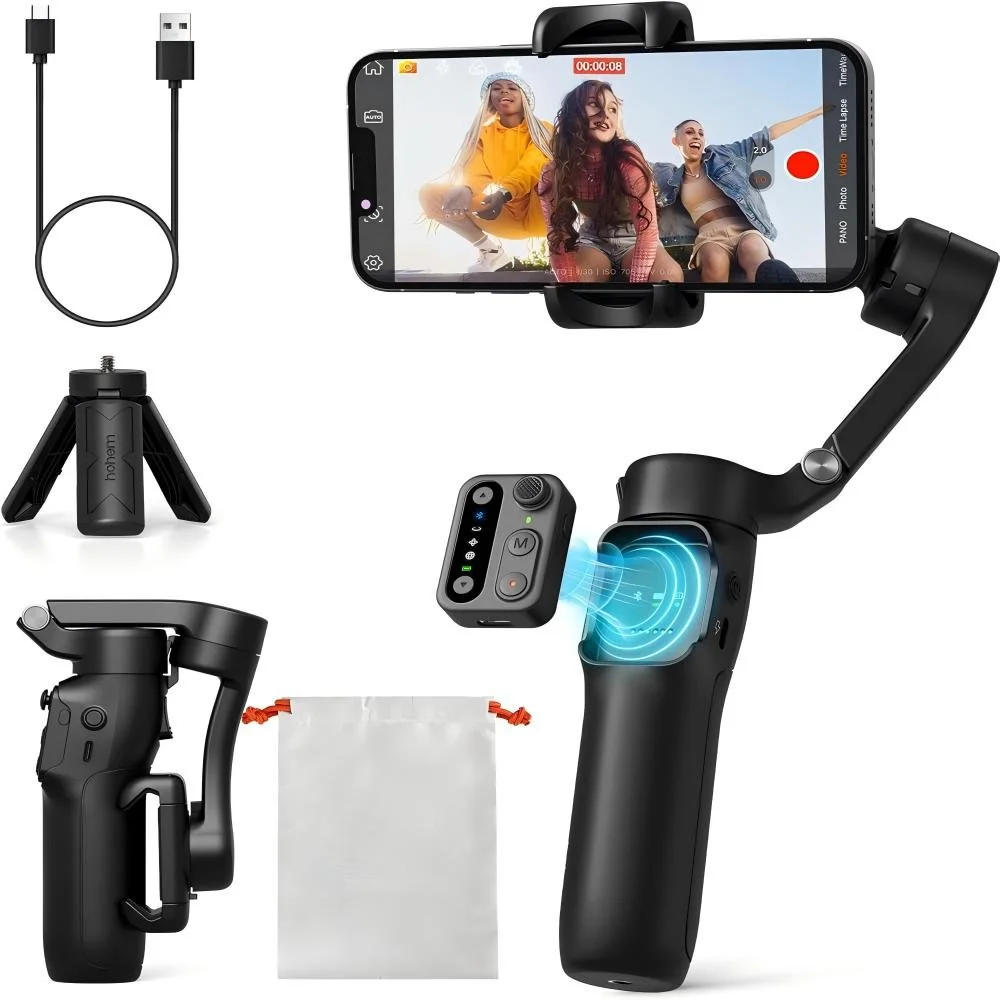 3-Axis Phone Gimbal Stabilizer with Detachable Remote Control