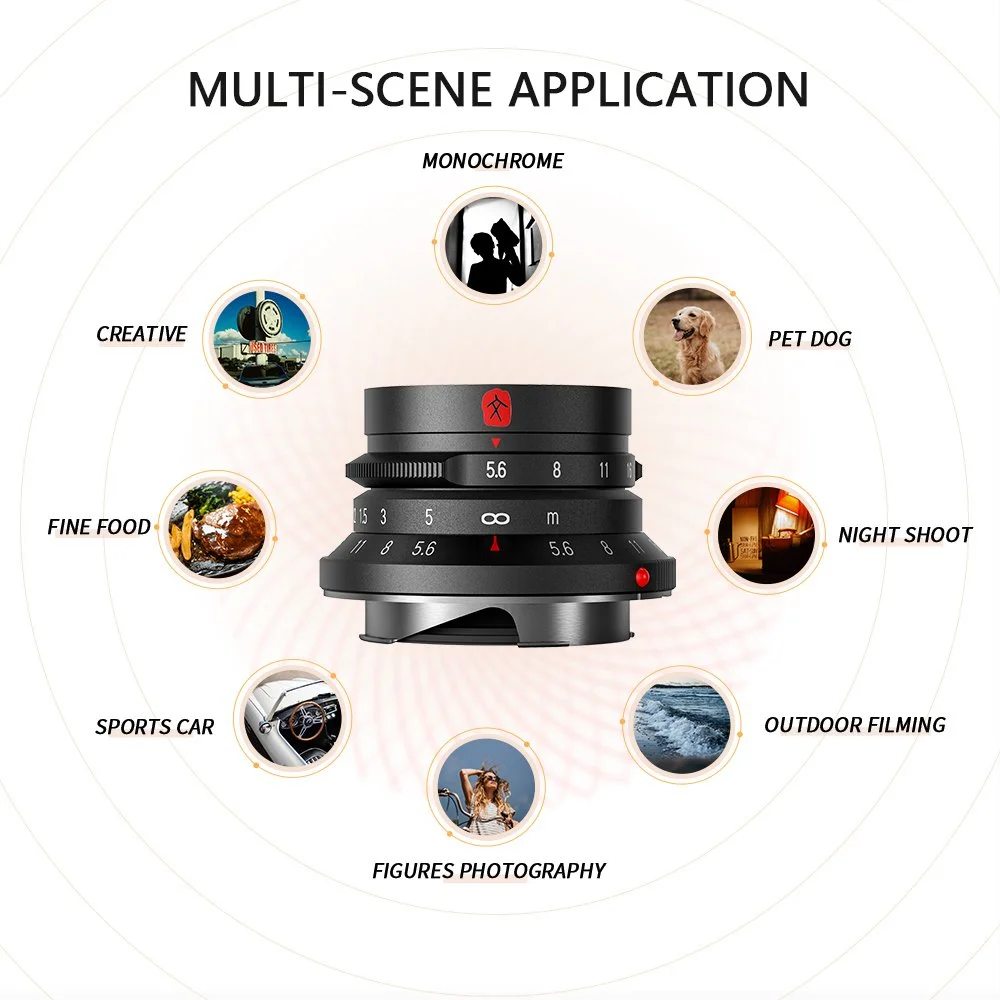 28mm F5.6 Manual Focus Full Frame Lens with Lens Hood for Leica M Mount Cameras