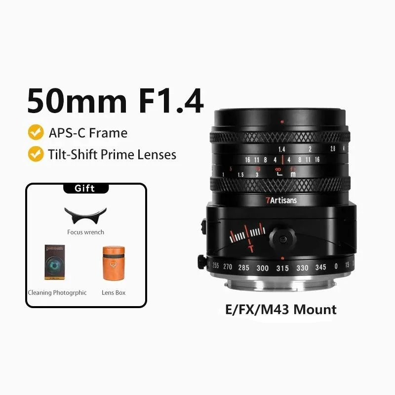 50mm F1.4 Tilt-Shift Manual Lens for APS-C - 2-in-1 Design