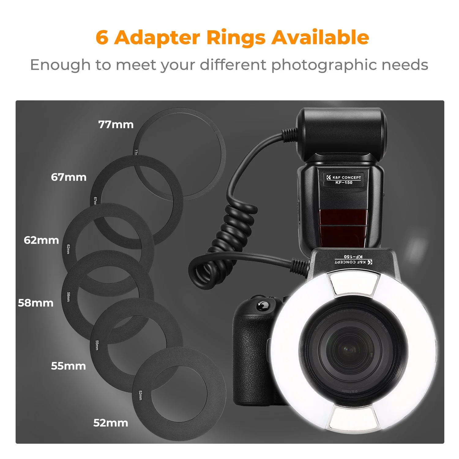 Nikon TTL Macro Ring Light Flash with 6 Adapter Rings & LCD