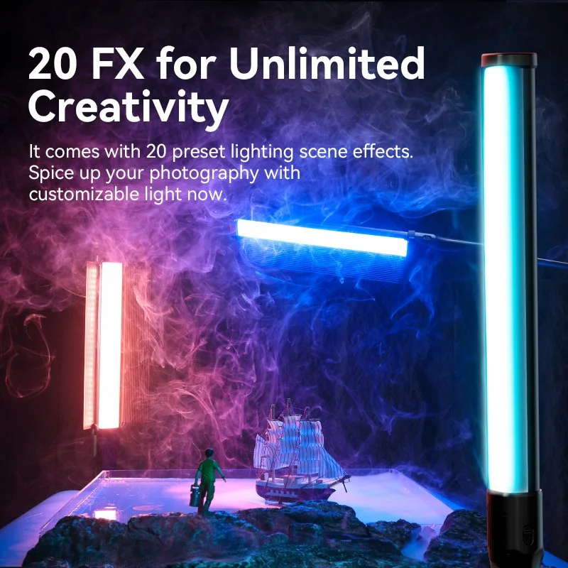 38W RGB LED Video Light Wand with Barn Doors - Full Color
