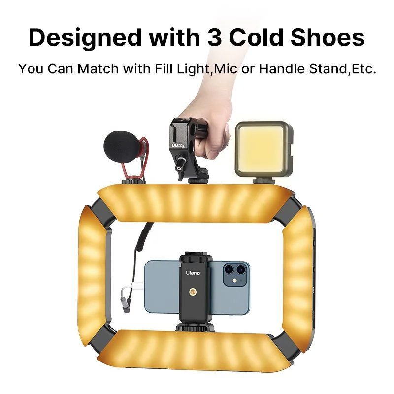 Smartphone Video Rig with LED Ring Light & 8000mAh Power Bank