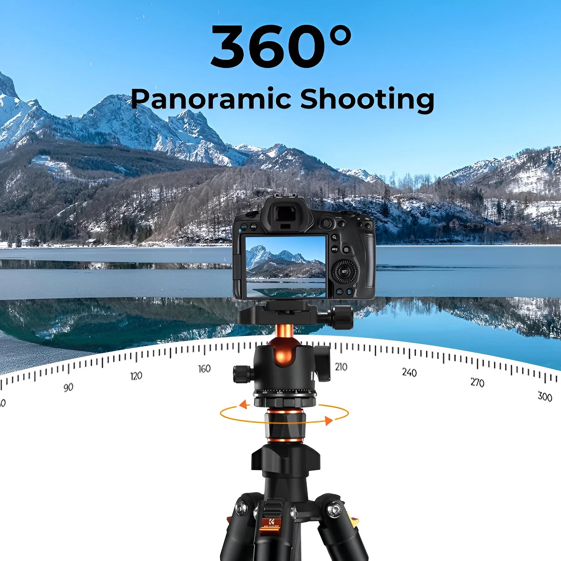 Carbon Fiber Lightweight 64" Travel Camera Tripod with 360° Ball Head