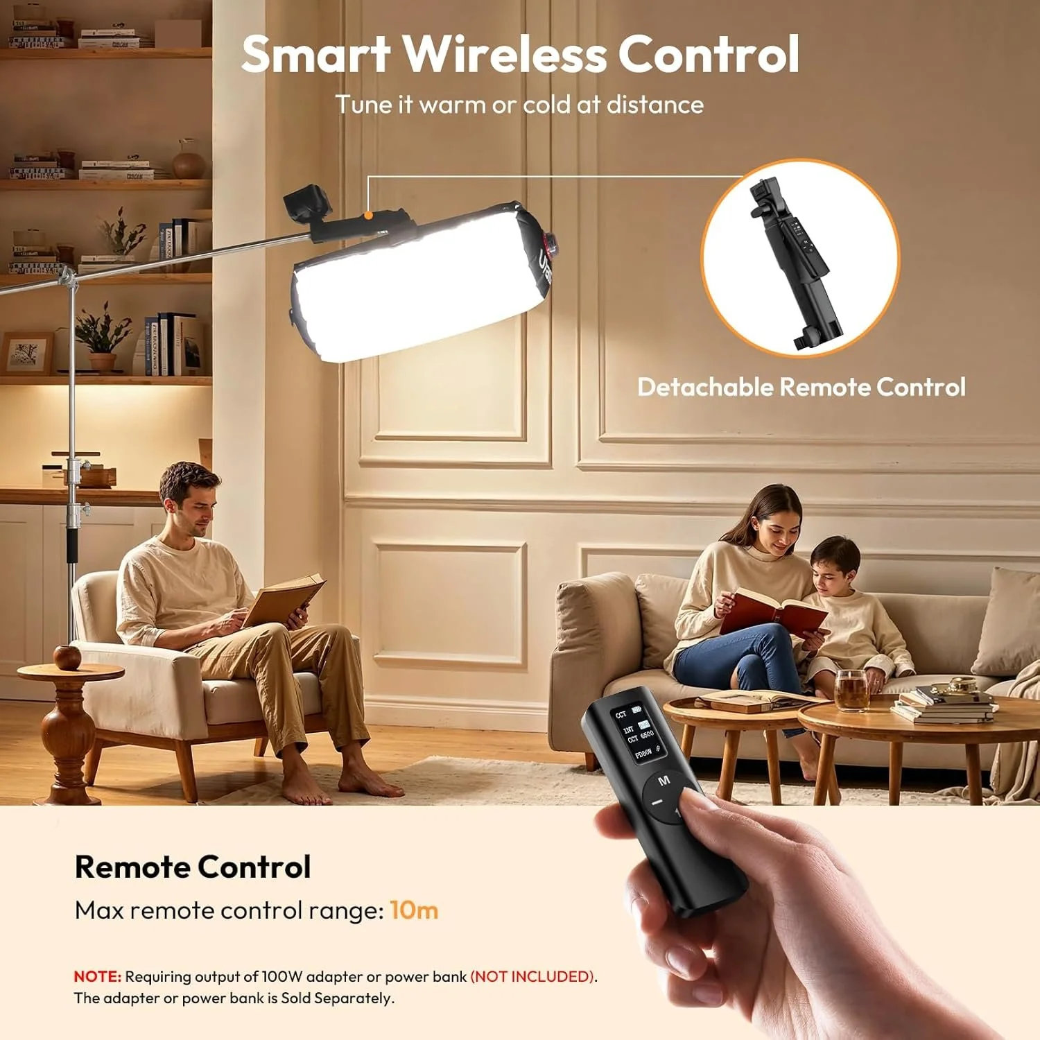 68W Foldable Inflatable Photography Light with Power Bank