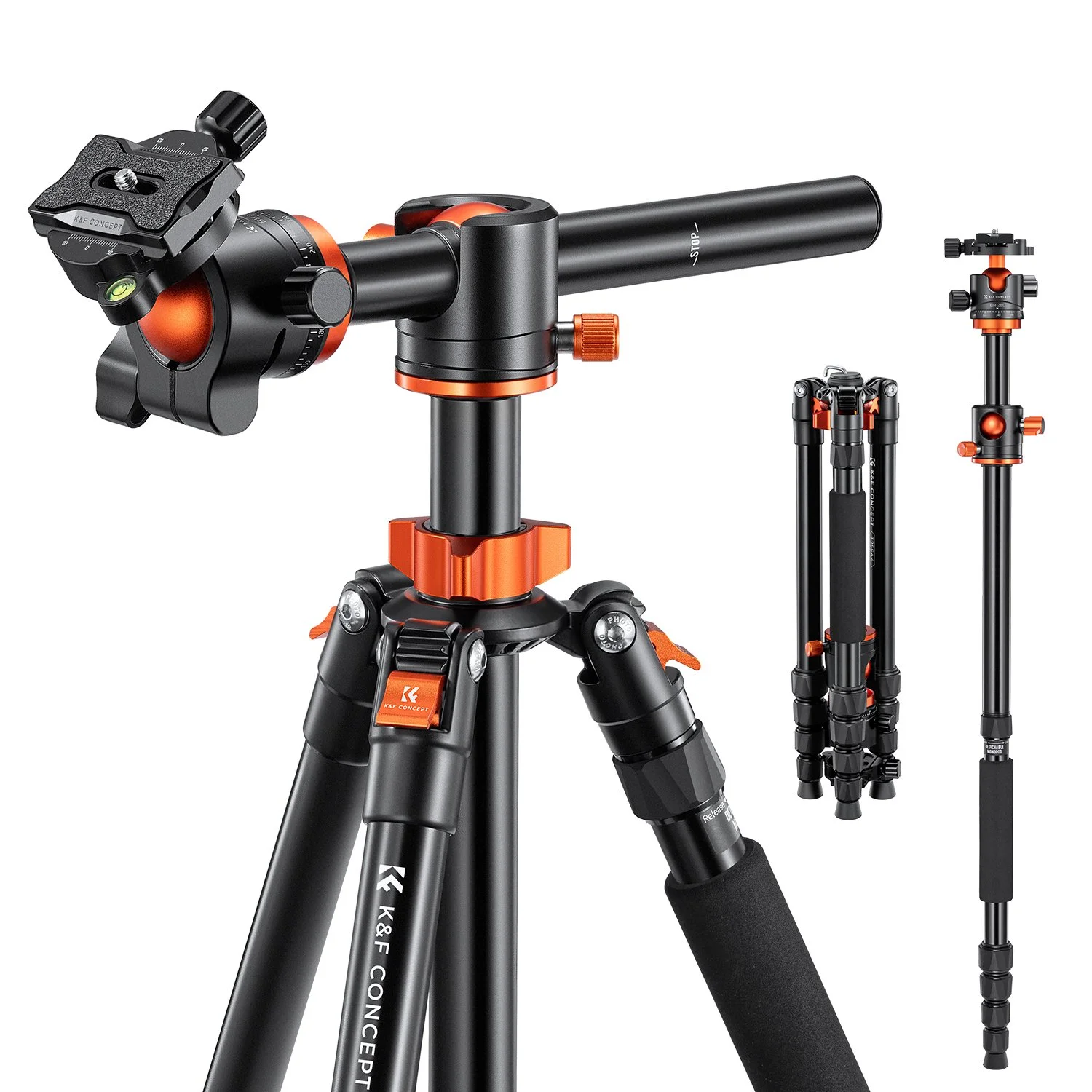 67" Aluminum Video Camera Tripod with Transverse Center Column and Metal Ball Head