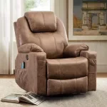 360° Swivel Manual Massage Rocker Recliner Chair with Heat and Glider
