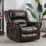 Swivel Glider Recliner Chair with Heat and Vibration Massage – 360° Rocker Lounger