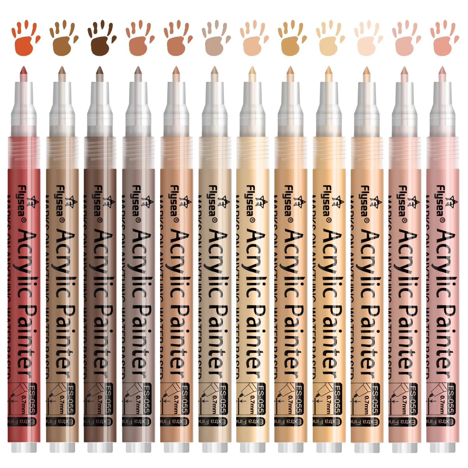 12 Pack Skin Tone Acrylic Paint Markers