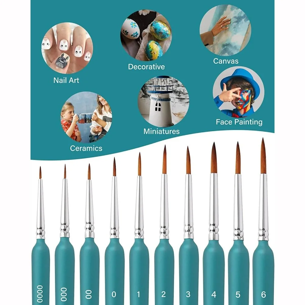 11-Piece Miniature Paint Brush Set for Artists