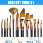 12-Piece Nylon Bristle Brush Set for Watercolor, Oil, and Acrylic Painting