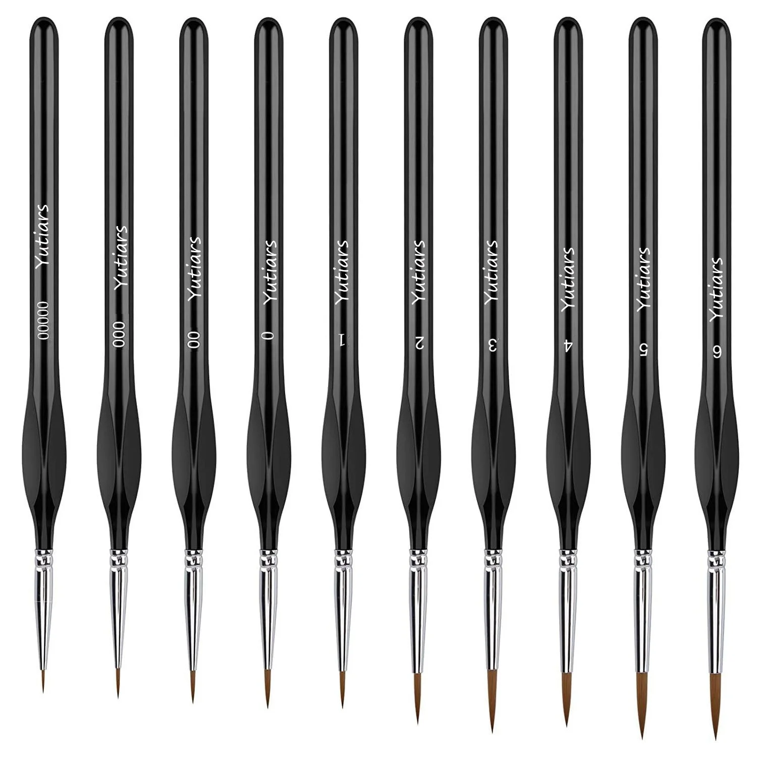 10-Piece Miniature Detail Paint Brush Set for Acrylic, Watercolor, Oil, Face, Nail
