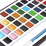 48 Premium Watercolor Paint Set with Glitter Colors and Brushes