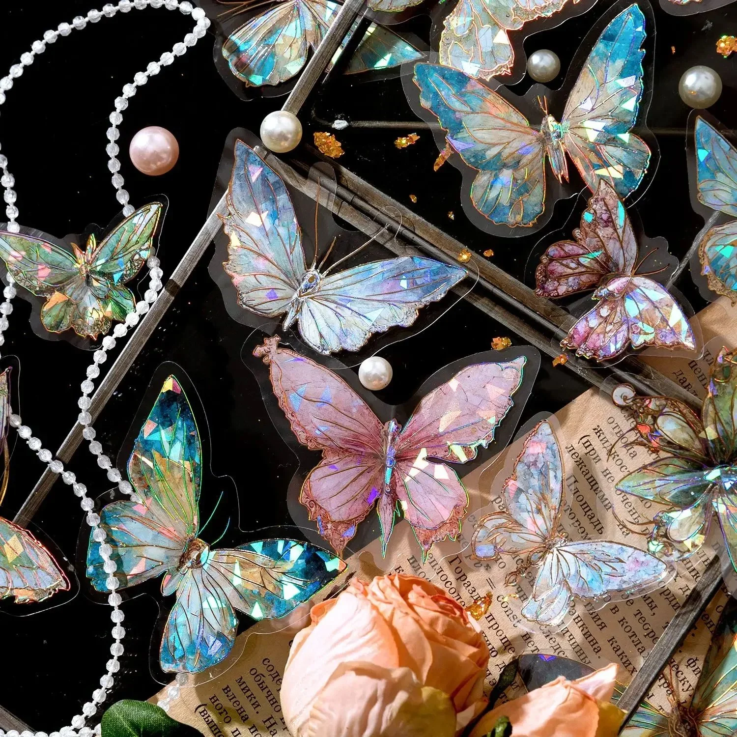 Butterfly Laser Ice Crystal Stickers for DIY Scrapbooking & Journals