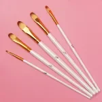 5-Piece Acrylic & Oil Paint Brush Set - Nylon Hair & Wooden Handle