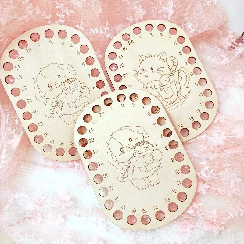 2pcs Cartoon Animal Wooden Thread Winding Boards