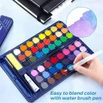 48 Color Solid Watercolor Paint Set - Portable Brush Pens for Artists