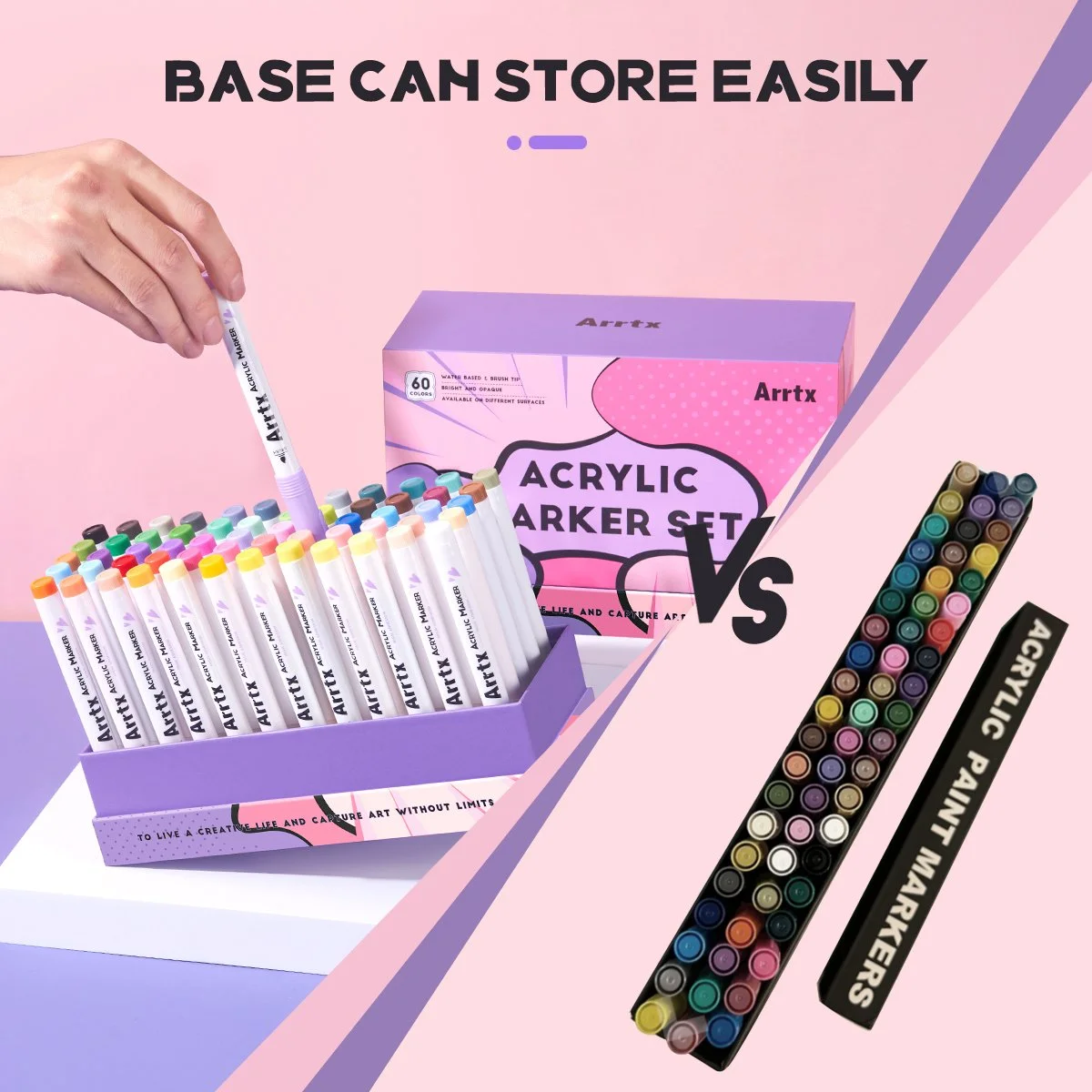 60 Colors Acrylic Paint Markers Brush Tip
