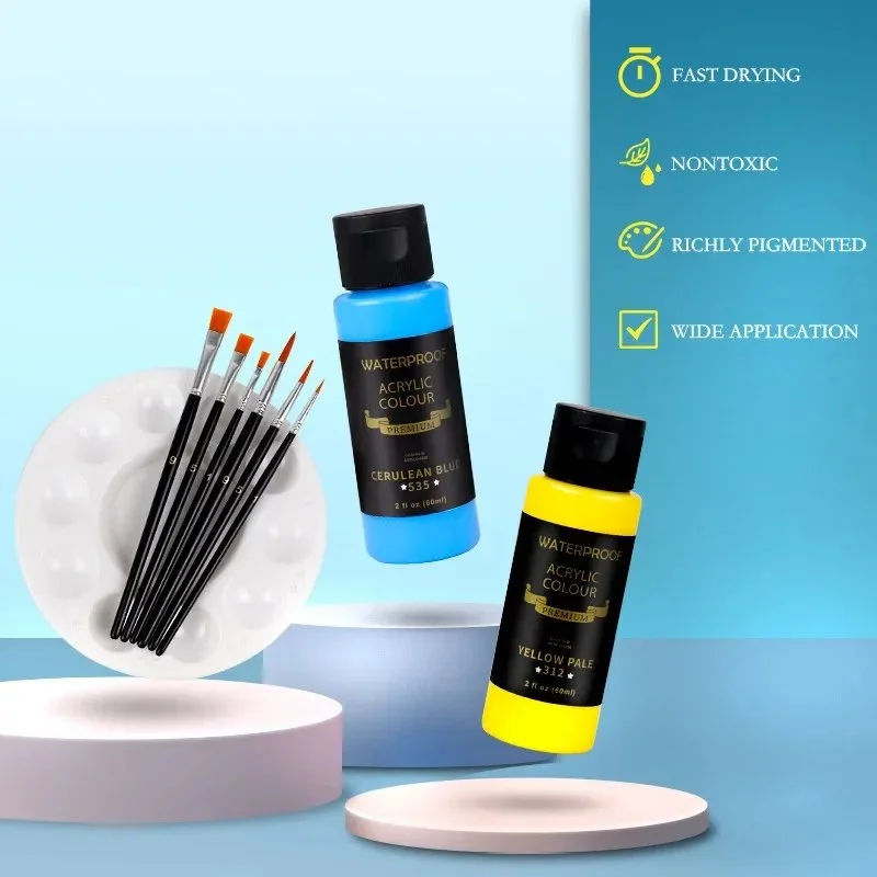12-Color Acrylic Paint Set – Waterproof & Sun-resistant Pigment