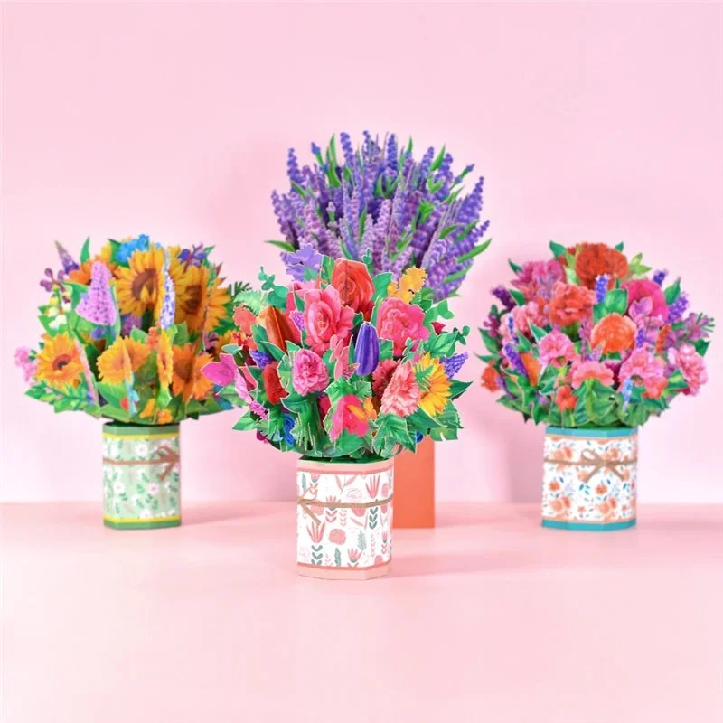 3D Pop-Up Floral Greeting Card - Stunning Handmade Flower Card