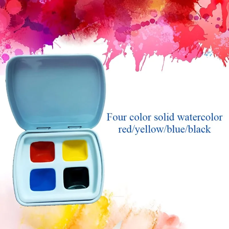 4-Color Solid Watercolor Paint Set