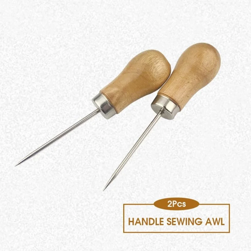 Leather Wood Handle Awl and Hole Punch Set