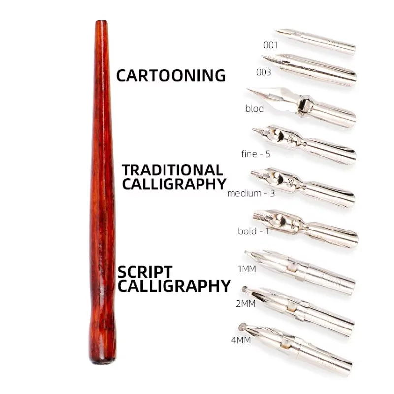 9 Calligraphy Nibs Dip Pen Set for Lettering, Sketching, and Art Drawing