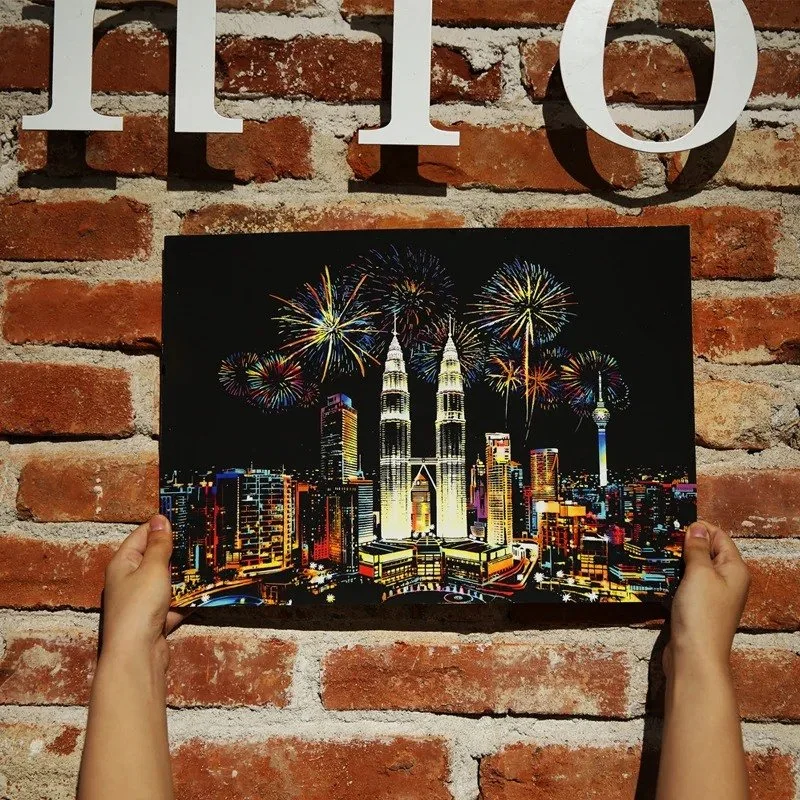 Magic Scratch Art World City Painting