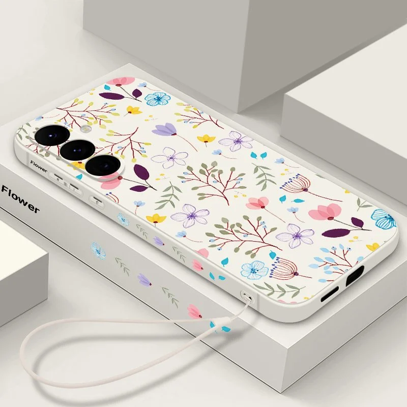 Luxury Floral Lanyard Case for Samsung Galaxy A15 A25 A35 A55 A54 S22 S23 Ultra