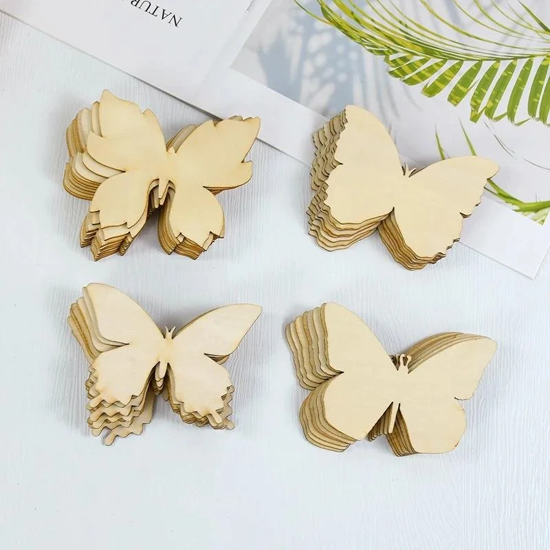10pcs Wooden Butterfly Cutouts