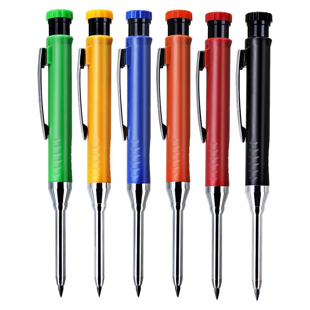 3Pcs Woodworking Pencil Set with Pen Cap & 2.8mm Black Lead Core for Precise Marking