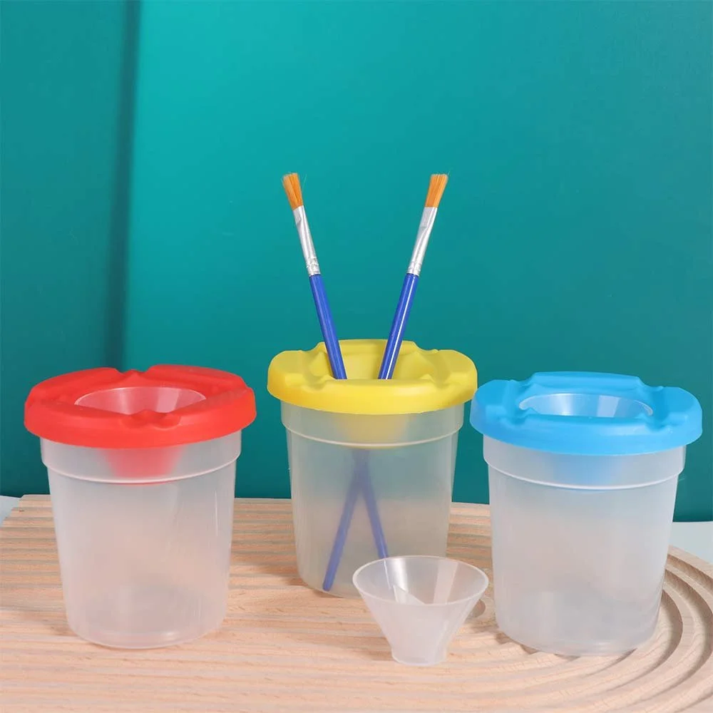 Multifunctional Paintbrush Washing Cup – Clear Plastic Kids Art Cup with Lid for Painting, Crafting & School Supplies