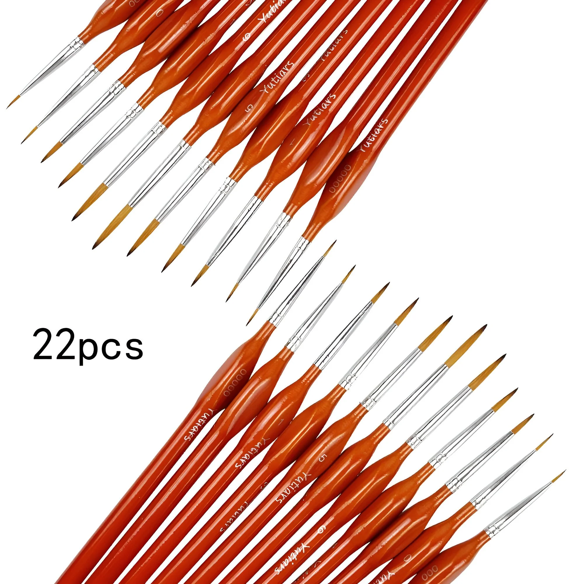 22-Piece Precision Paint Brush Set with Fine Tips & Ergonomic Wood Handles