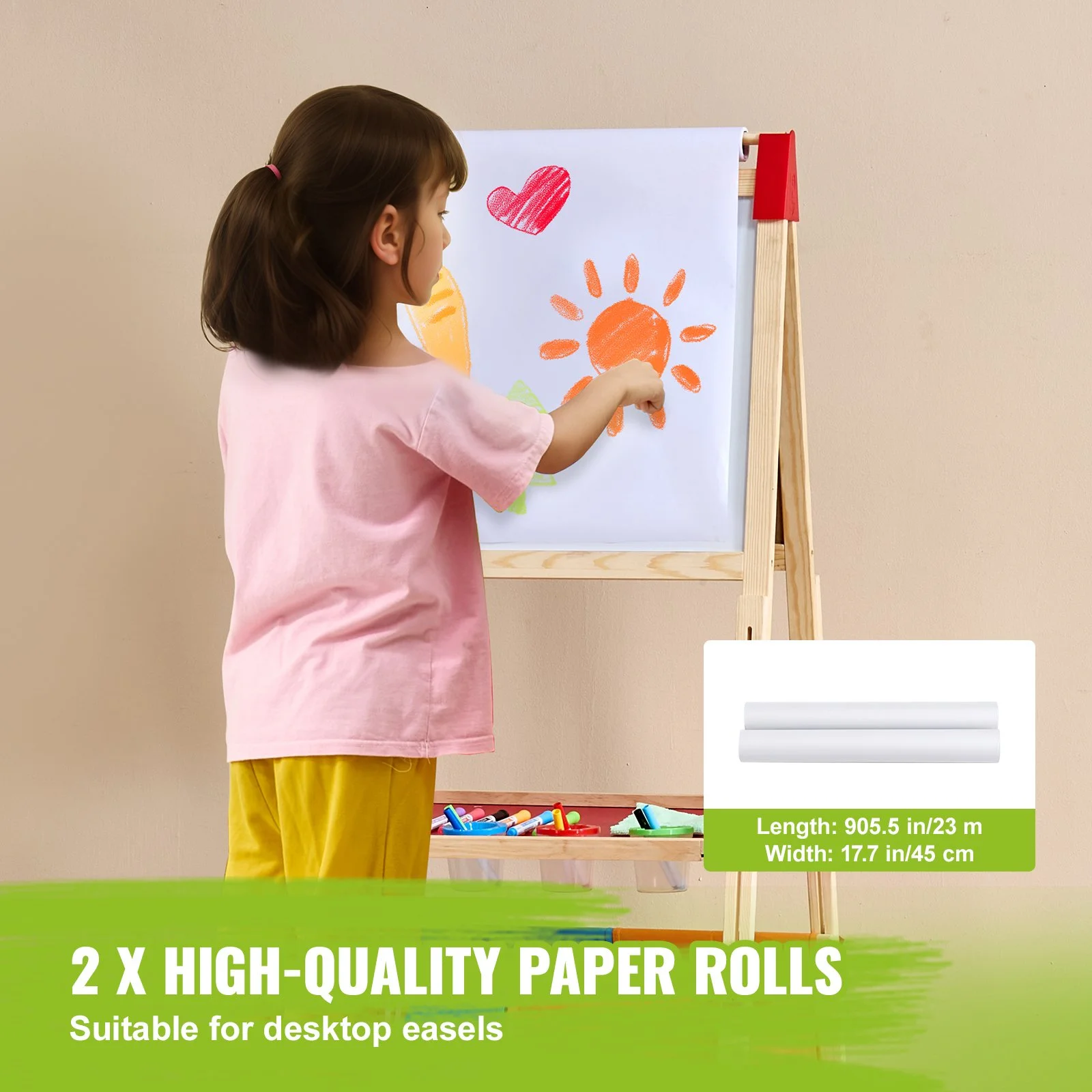 32-Piece Kids Easel Art Set with Chalk, Markers & Paper for Drawing Fun