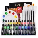 Acrylic Paint Set with Brushes – 12 or 24 Vibrant Colors for Artists