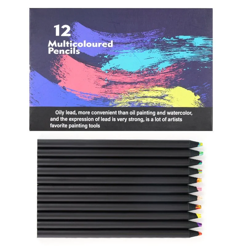 12 Colors Rainbow Wooden Color Pencil Set for Kids Drawing and School