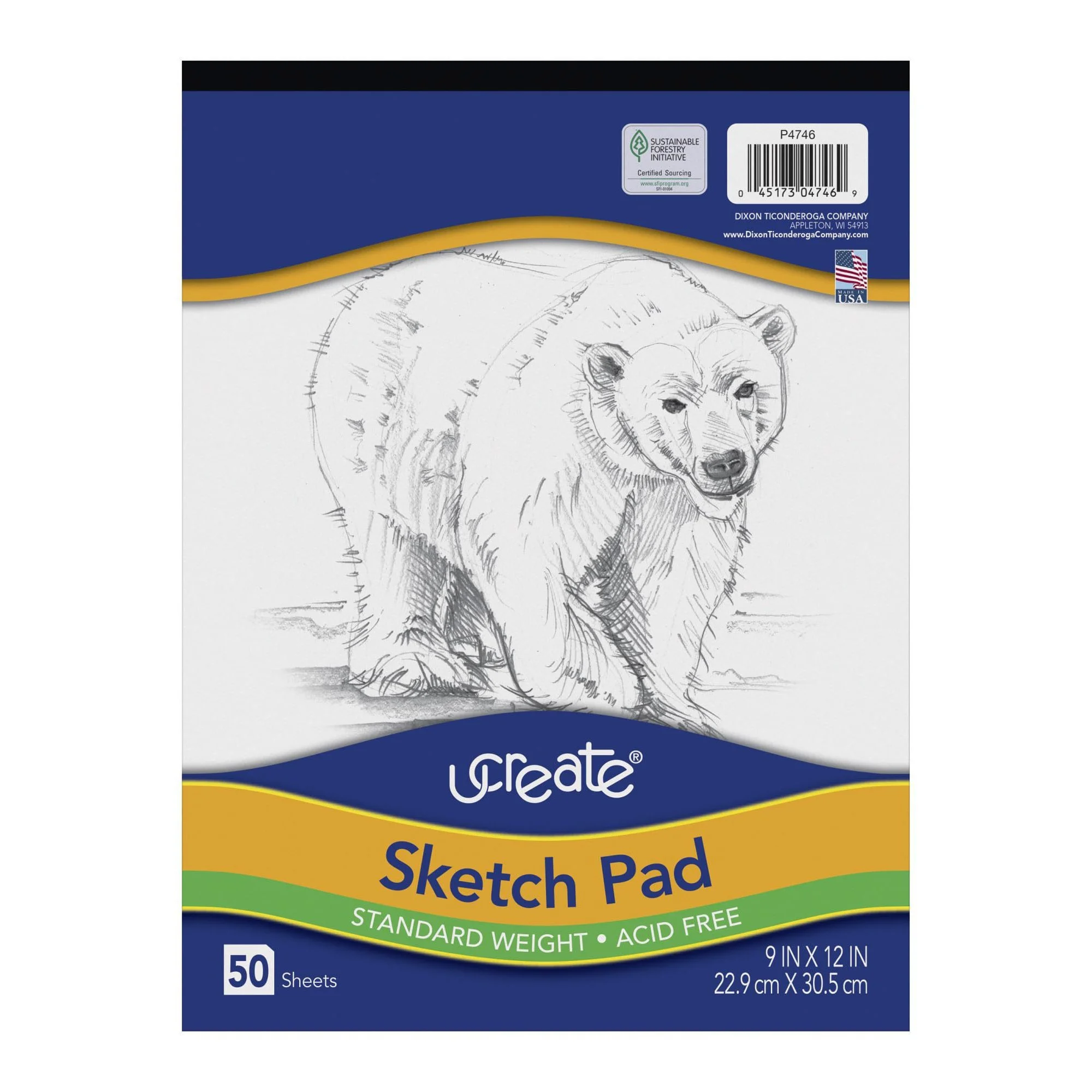 Sketch Pad 9x12 Inch Standard Weight Paper, 50 Sheets for Drawing and Sketching