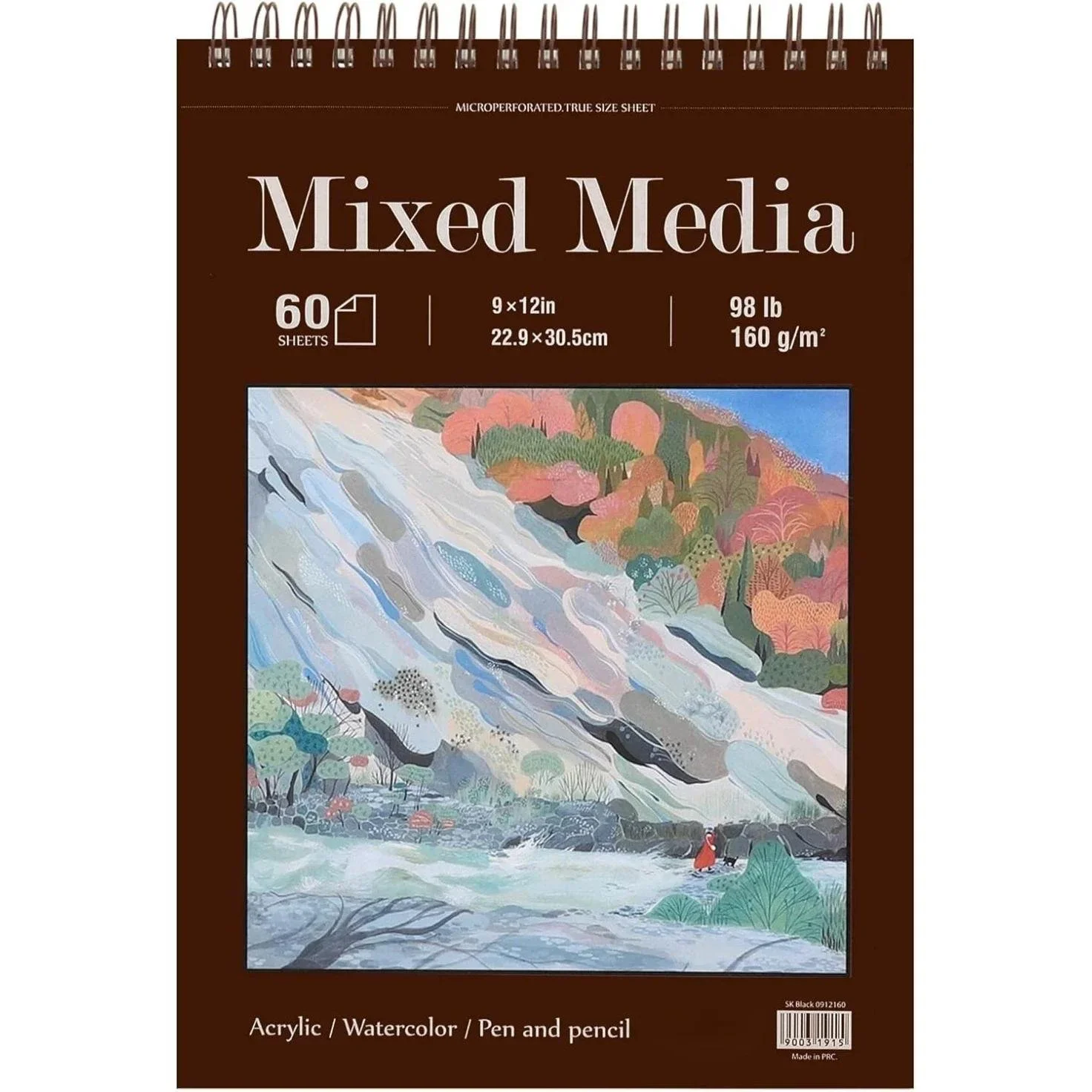 9x12 Spiral-Bound Heavyweight Sketchbook with 60 Sheets for Artists