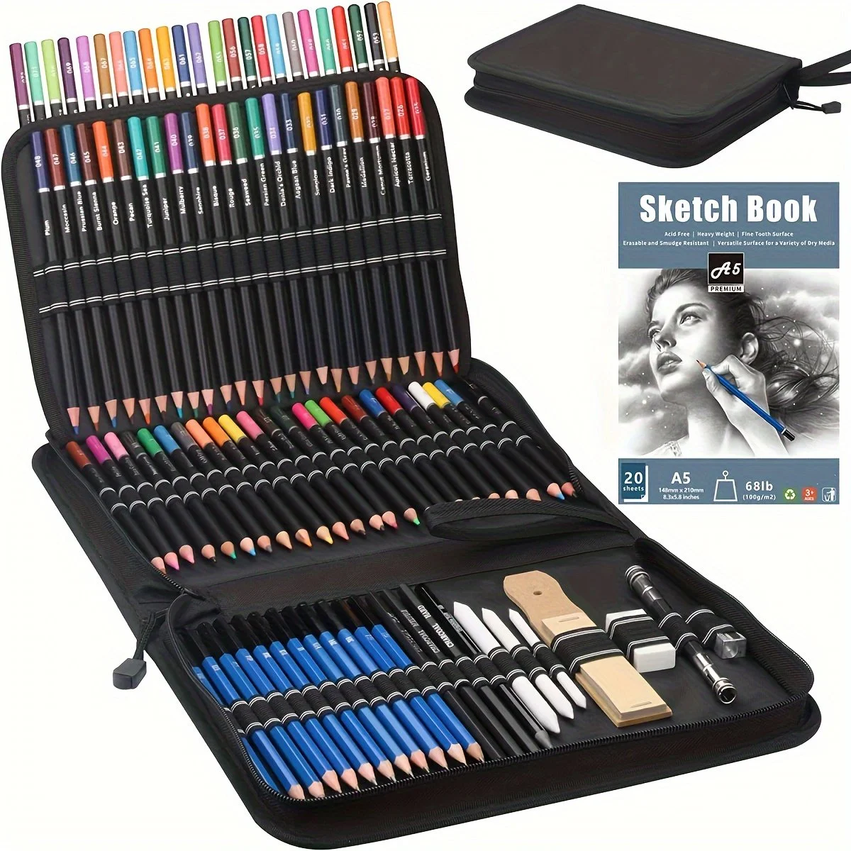 96-Piece Professional Drawing and Sketching Set with Colored Pencils & Sketchbook