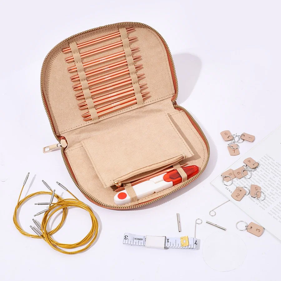 Interchangeable Crochet Hook Set with Circular Needles and Storage Bag